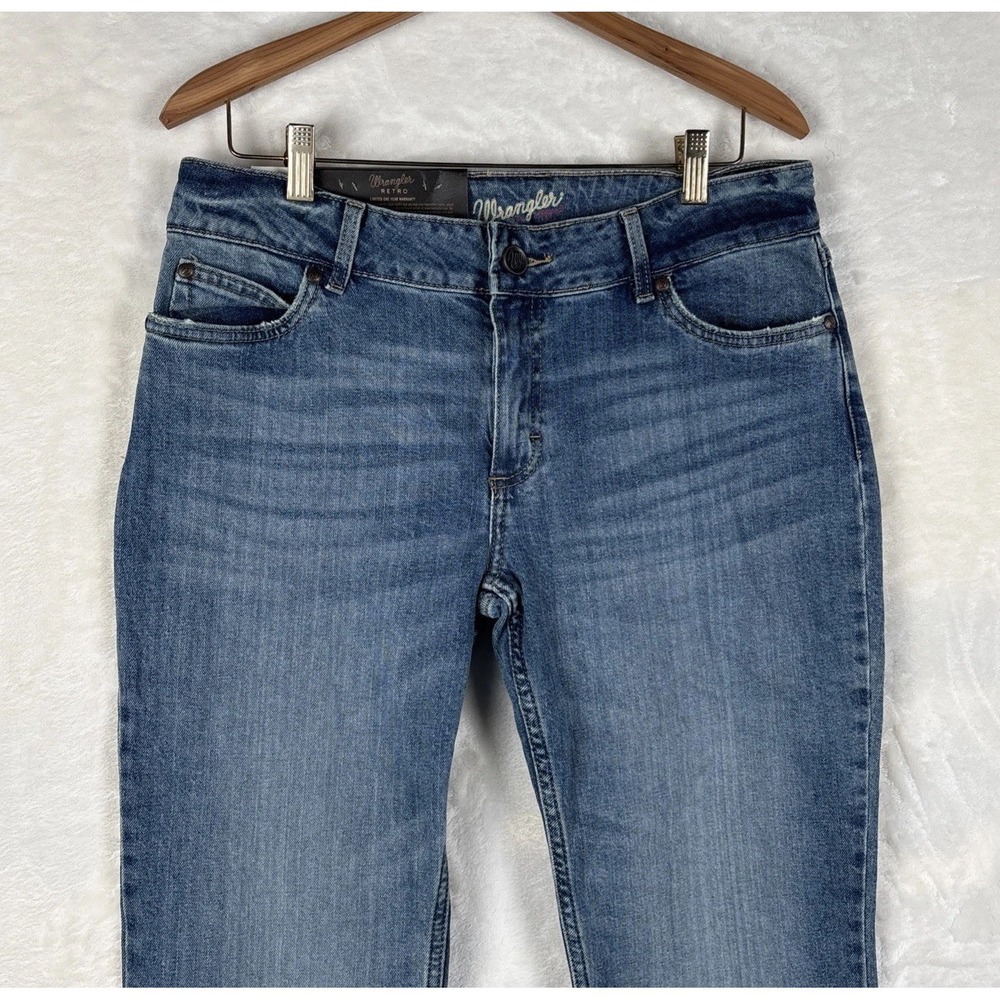 Wrangler Womens 11x34 Retro Boot Cut Jeans Dark Wash Blue Stretch Rodeo Concert - Picture 2 of 15